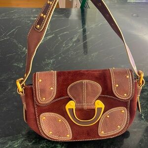 Gorgeous suede and leather brown satchel